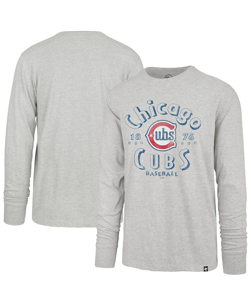 '47 Brand Men's Gray Chicago Cubs Circle Change Franklin Long Sleeve T-Shirt