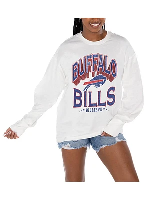 Gameday Couture Women's White Buffalo Bills Time Out Oversized Long Sleeve T-Shirt