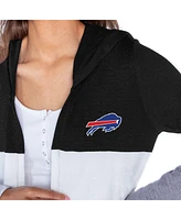 Gameday Couture Women's Black Buffalo Bills Tri-Blend Color Block Lightweight Cardigan Hoodie