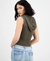 Ultra Flirt Juniors' Cable-Knit Hooded Sweater Vest