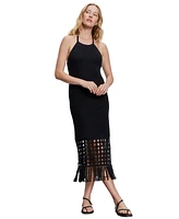 Sanctuary Women's Promenade Cotton Crochet Fringe-Hem Dress