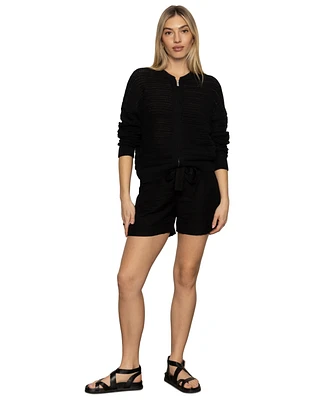 Sanctuary Women's Cotton Open-Knit Bomber Jacket