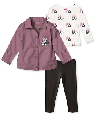 Disney Baby Girls Minnie Mouse Jacket, Top & Ribbed Leggings, 3 Piece Set