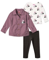 Disney Baby Girls Minnie Mouse Jacket, Top & Ribbed Leggings, 3 Piece Set