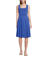 Lands' End Women's Cupro Fit and Flare Sleeveless Dress