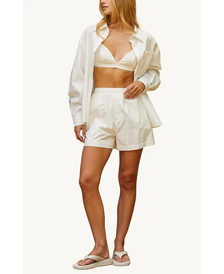Crescent Women's Jaz Button up & Boxer Shorts Three Piece Set