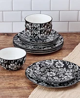 Pfaltzgraff Midnight Blooms 12-Pc. Dinnerware Set, Service for 4