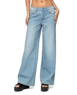 Edikted Women's Ripley Distressed Low Rise Jeans