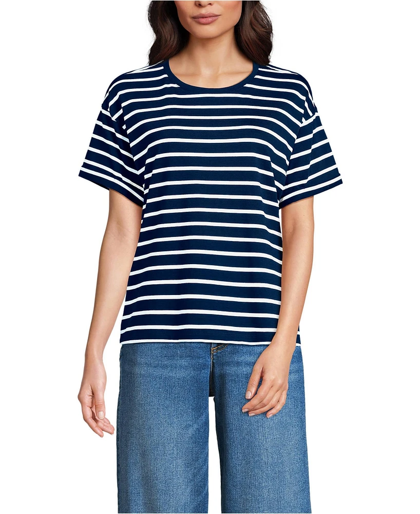 Lands' End Petite Oversized Supima Short Sleeve Crew Neck T-Shirt