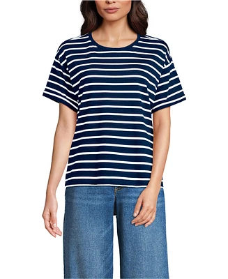 Lands' End Petite Oversized Supima Short Sleeve Crew Neck T-Shirt