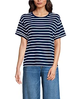 Lands' End Petite Oversized Supima Short Sleeve Crew Neck T-Shirt
