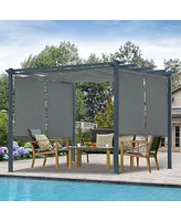 Aoodor 10 x 10 ft Outdoor Pergola with Retractable Canopy 4 Pieces Patio Sun Shade Shelter - Light Gray