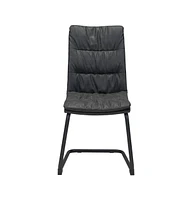 Set of 2 Tufted Upholstered Faux Leather Dining Side Chairs for Room