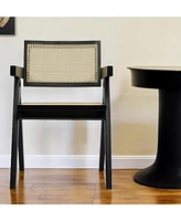Wood Dining Arm Chair with Open Back Design for Kitchen or Room