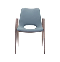 Set of Two Upholstered Faux Leather Open Back Dining Arm Chairs