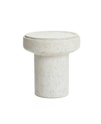 LuxenHome Off White MgO Round 18.5-Inch Tall Side Table, Indoor and Outdoor