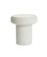 LuxenHome Off White MgO Round 18.5-Inch Tall Side Table, Indoor and Outdoor