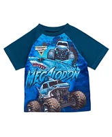 Monster Jam Toddler Boys Grave Digger El Toro Loco Megalodon T-Shirt Tank Top and French Terry Shorts 3 Piece Set to