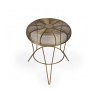 Contemporary Round Top End Table with Wire Base for Living Room