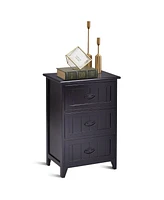 Gymax 2 Pcs 3 Drawers Nightstands End Table Storage Wood Side Bedside