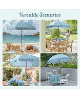 LAGarden Our Beach Umbrella for 6ft Beech Wood Pole w/ Tablecloth Printed Seagull for Outdoor Garden Summer Event Planning Small Patio Balcony
