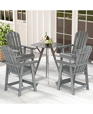 Gymax 4PCS Bar Stool Hdpe Chair w/ Armrest Footrest Home Indoor Outdoor Patio