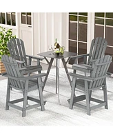 Gymax 4PCS Bar Stool Hdpe Chair w/ Armrest Footrest Home Indoor Outdoor Patio