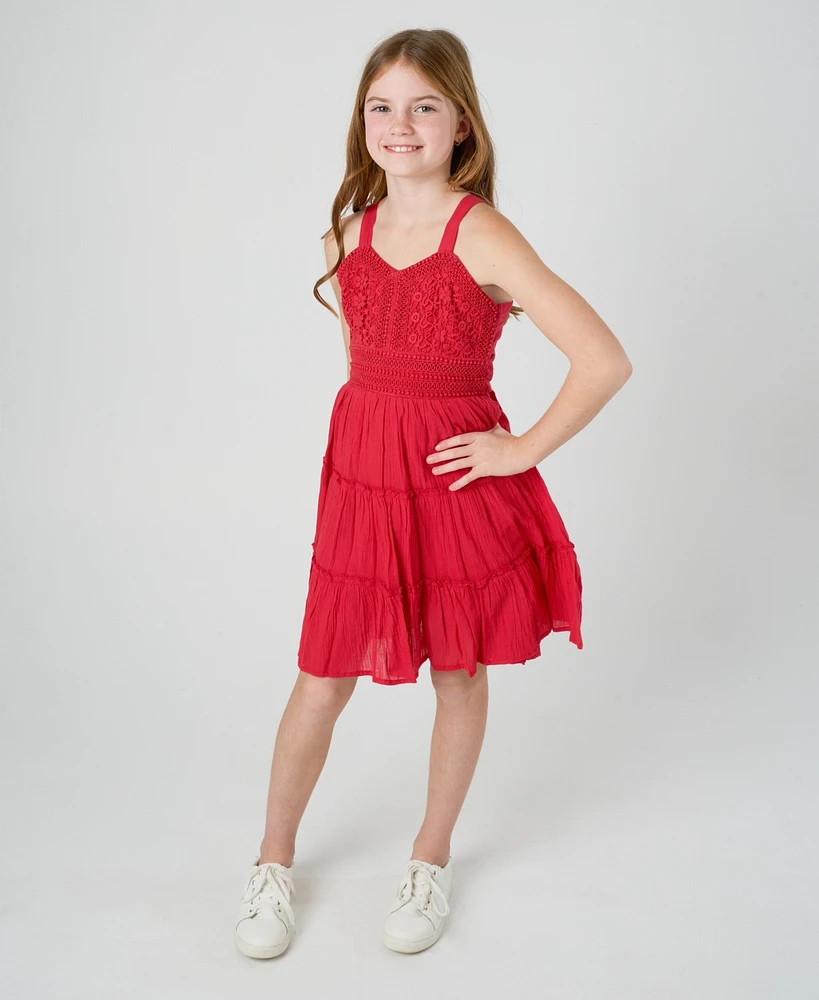 Rare Editions Big Girls Crochet Gauze Dress