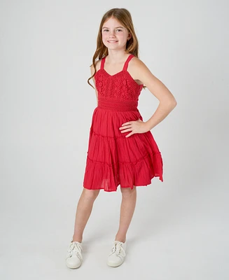 Rare Editions Big Girls Crochet Gauze Dress