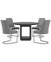 Tivie 5-Pc. Dining Set (Round Table & 4 Metal Chairs)
