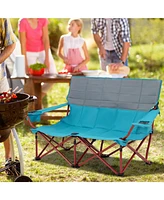 Oversized Camping Chair Folding Loveseat Camping Couch with Cup Holders & Thick Padding