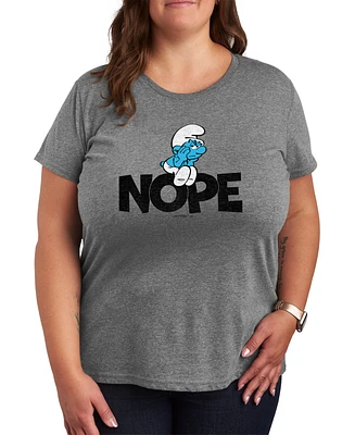 Hybrid Apparel Plus The Smurfs Nope Graphic T-Shirt