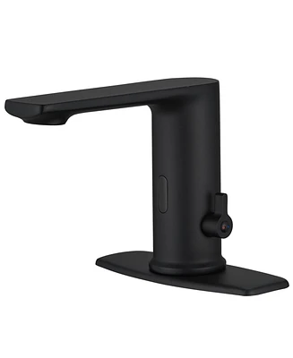 Automatic Sensor Touchless Single Hole Bathroom Sink Faucet With Temperature Mixing Valve