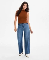 Levis Womens Effortless Mock Neck Tank Cinch Waist Lightweight Baggy Jeans