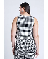 Eloquii Plus Gingham Square Neck Vest
