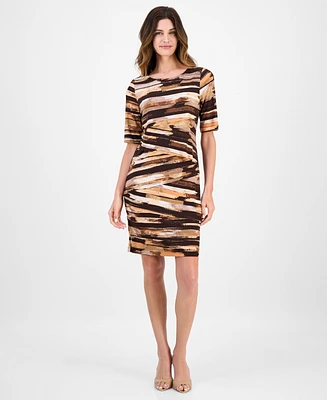 Connected Women's Bateau-Neck Elbow-Sleeve Sheath Dress