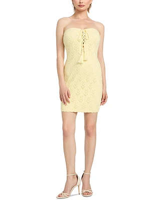 Guess Women's Isabella Pointelle Lace-Up Mini Dress
