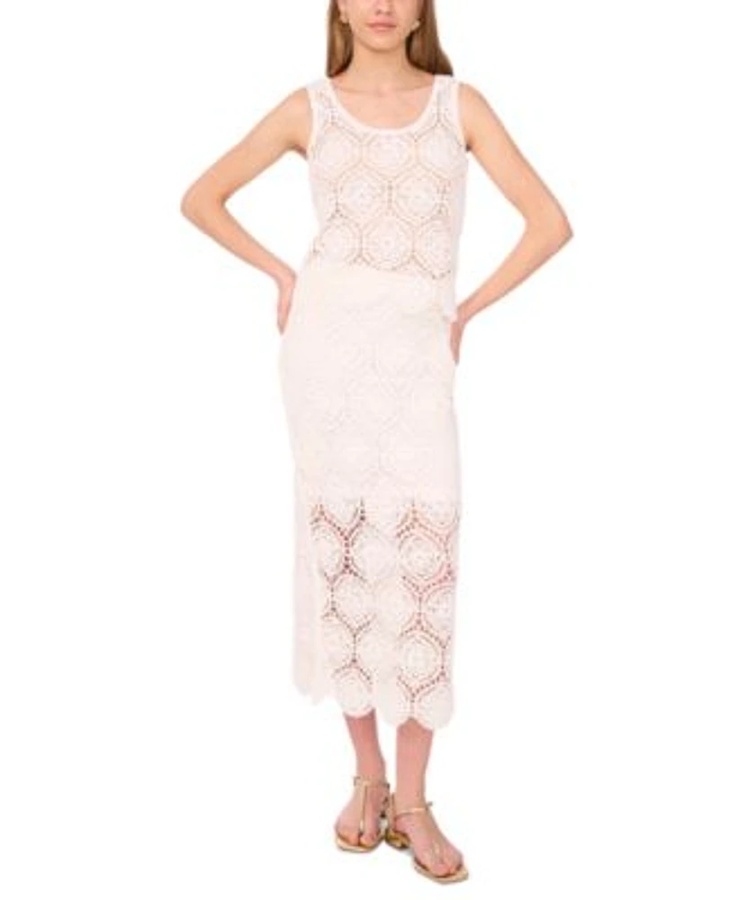 1.State Womens Crochet Open Weave Tank Top Midi Skirt