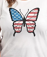 Hybrid Apparel Plus Americana Butterfly Graphic Crew Neck T-Shirt