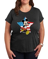 Hybrid Apparel Plus Disney Mickey Usa Flag Star Graphic Crew Neck T-Shirt