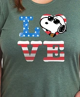 Hybrid Apparel Plus Peanuts Snoopy Love Americana Graphic Crew Neck T-Shirt