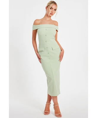 Quiz Women's Scuba Crepe Button Front Maxi Dress
