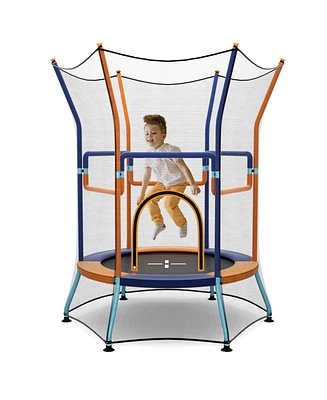 Mini Trampoline for Kids with Safety Enclosure Net and Foam Handles