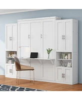 Murphy Bed with Storage Shelves, Desk Combo, Queen Size