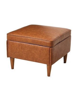 Creative Co-op 23.7" Solid Wood Atley Upholstered Modern Ottoman