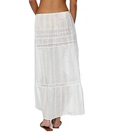 Edikted Women's Embroidered Cotton Lace Slitted Maxi Skirt
