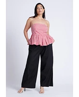 Eloquii Plus Gingham Peplum Top