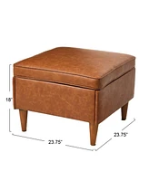Creative Co-op 23.7" Solid Wood Atley Upholstered Modern Ottoman