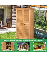 Outdoor Wooden Garden Tool Storage Cabinet
