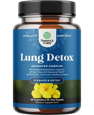 Lung Cleanse Capsules | Lung Detox Mullein Leaf Capsules | Respiratory Supplement for Sinus Immunity Breathing Support | 60ct